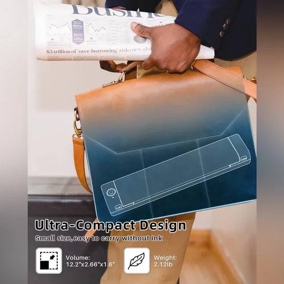 A4 Portable Blutooth Thermal Printer Supports A4 Paper Compatible with Phone
